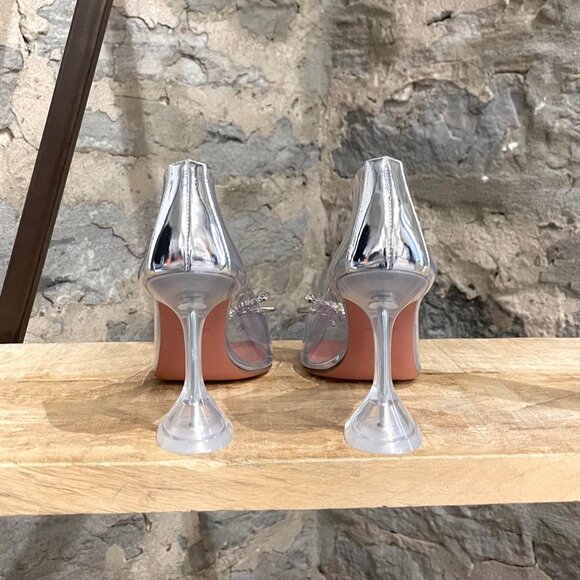 Amina Muaddi Rosie Glass Pointy Pump with Bow Accent - Picture 6 of 11